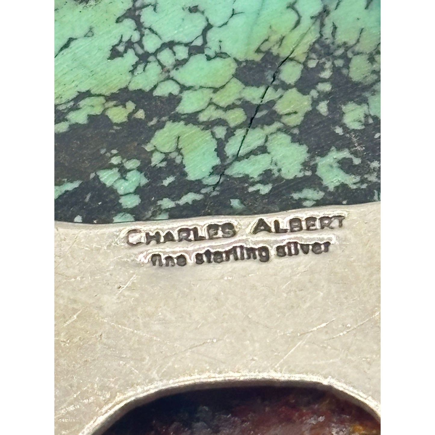 Charles Albert Sterling Silver Pendant Turquoise Amber Blue Topaz 925