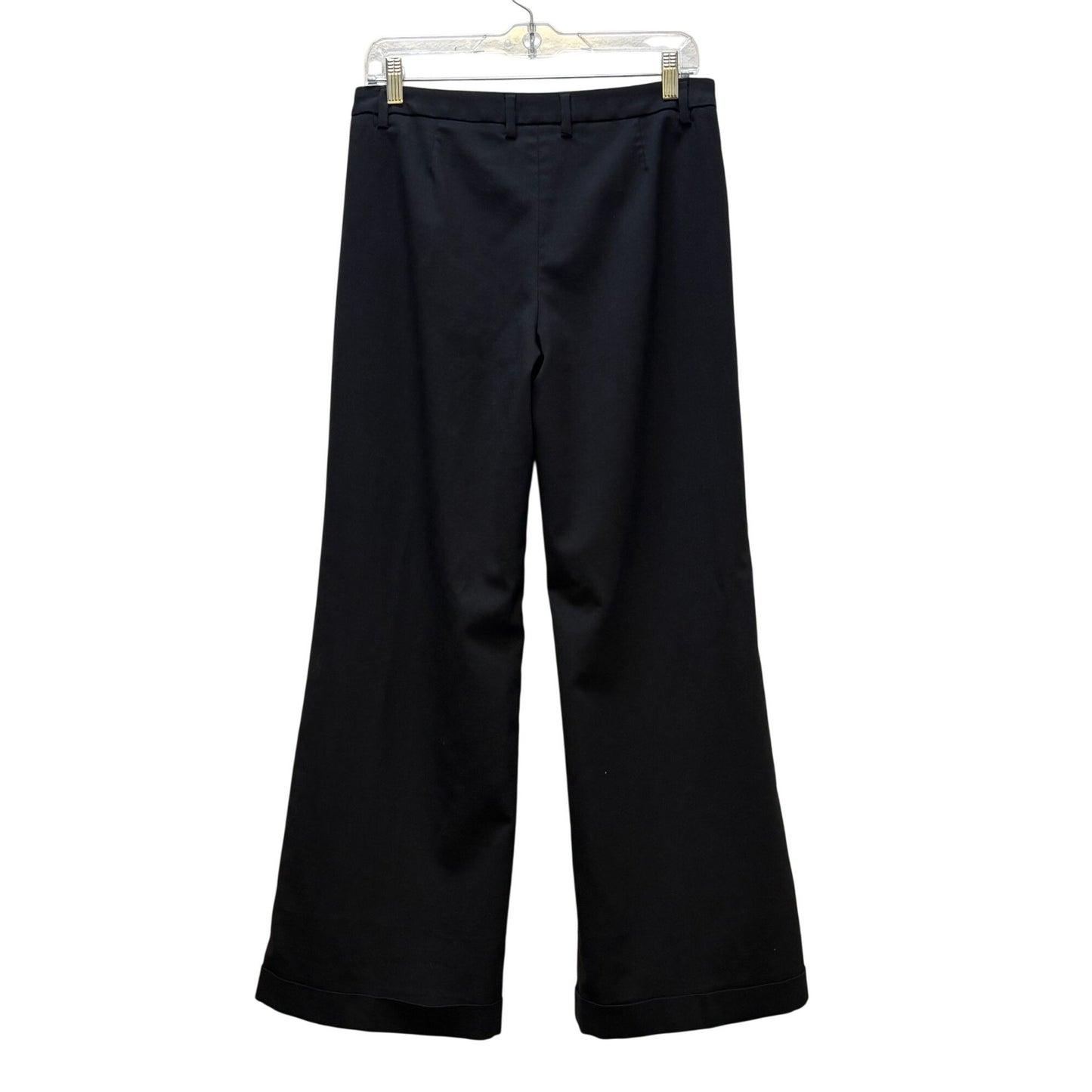 D & G Dolce & Gabbana Womens Black Cuffed Wide-Leg Trousers Size 10