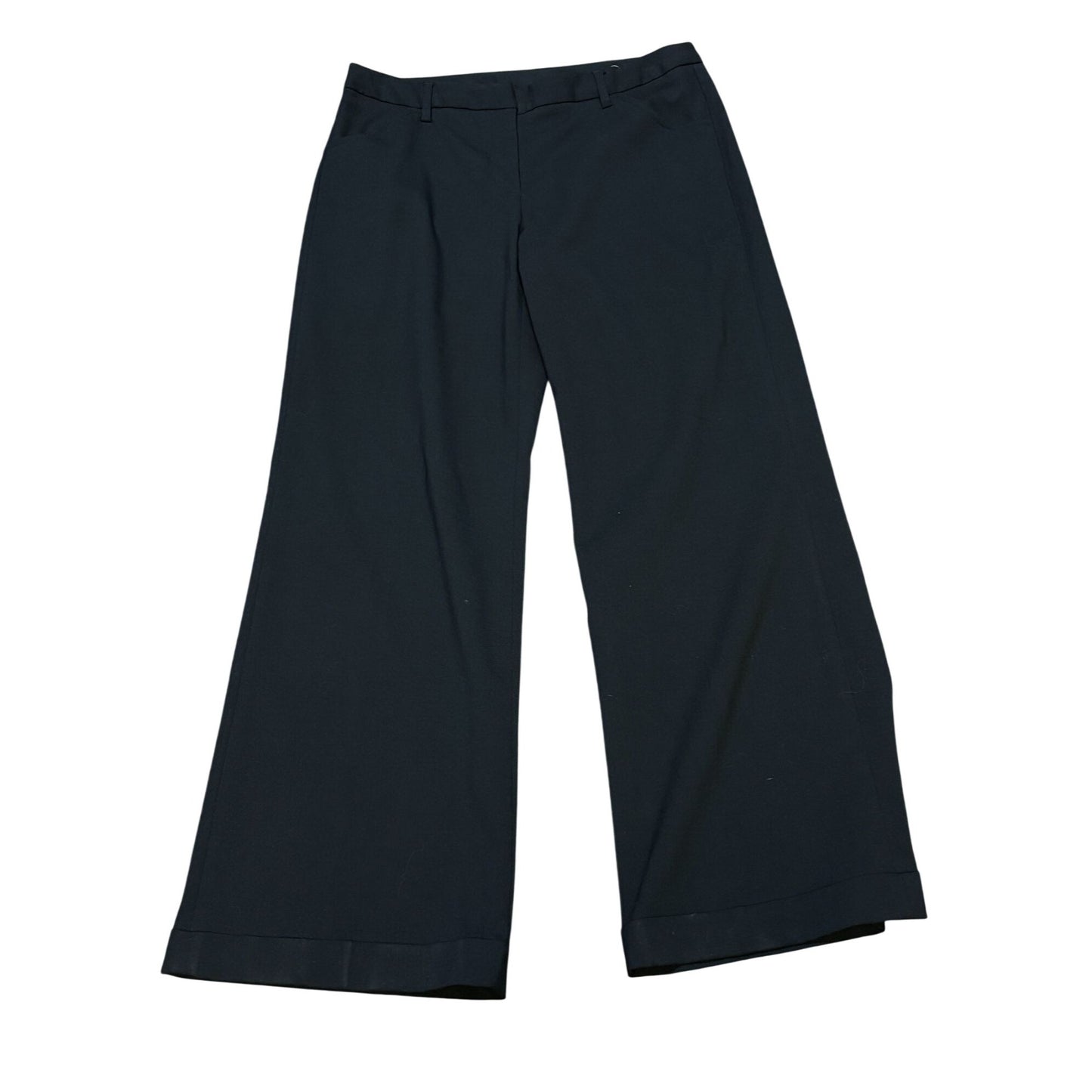 D & G Dolce & Gabbana Womens Black Cuffed Wide-Leg Trousers Size 10