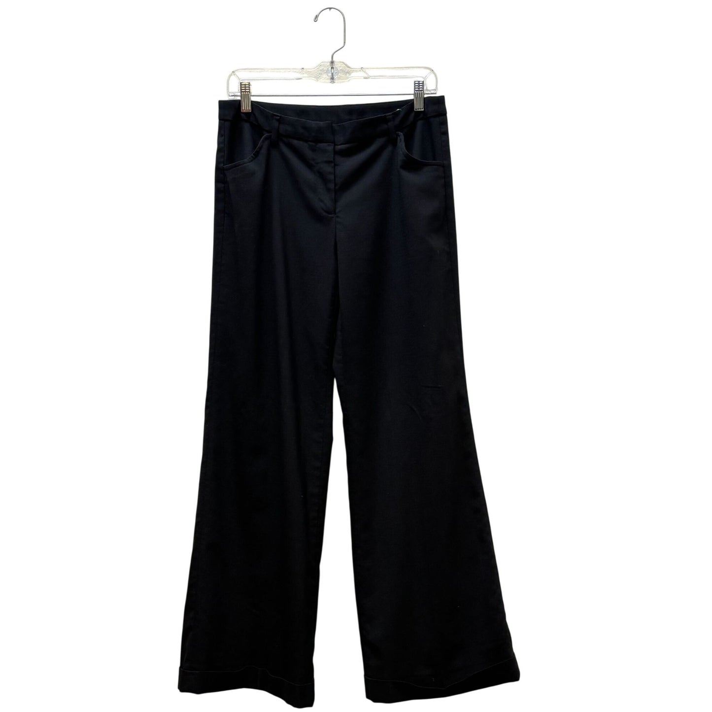 D & G Dolce & Gabbana Womens Black Cuffed Wide-Leg Trousers Size 10