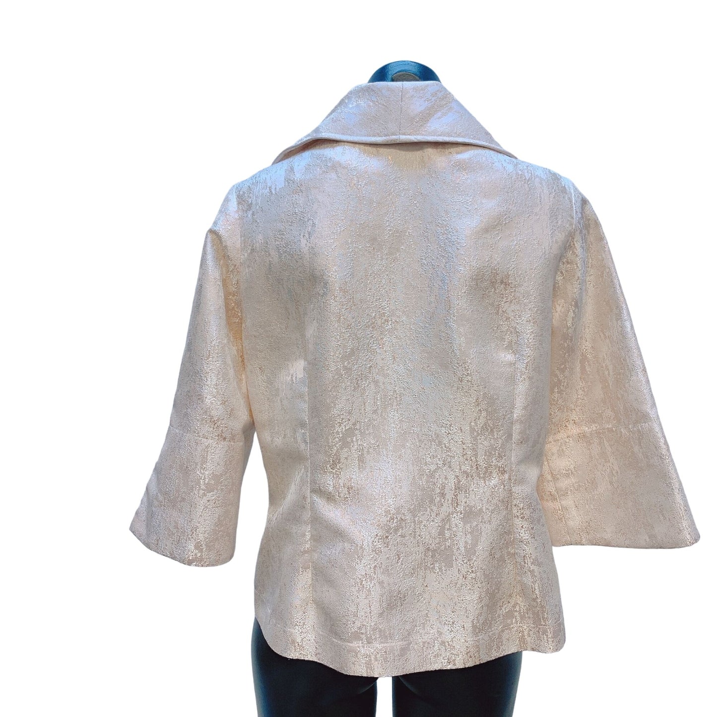 Lorain Croft Beige & Gold Brocade Evening Jacket Size Medium