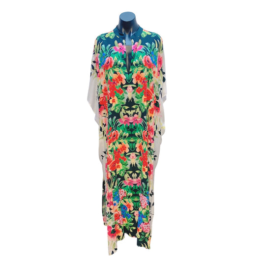 Johnny Was Kimono Floral Print Loose Fit Bohemian Style Multicolor L/XL