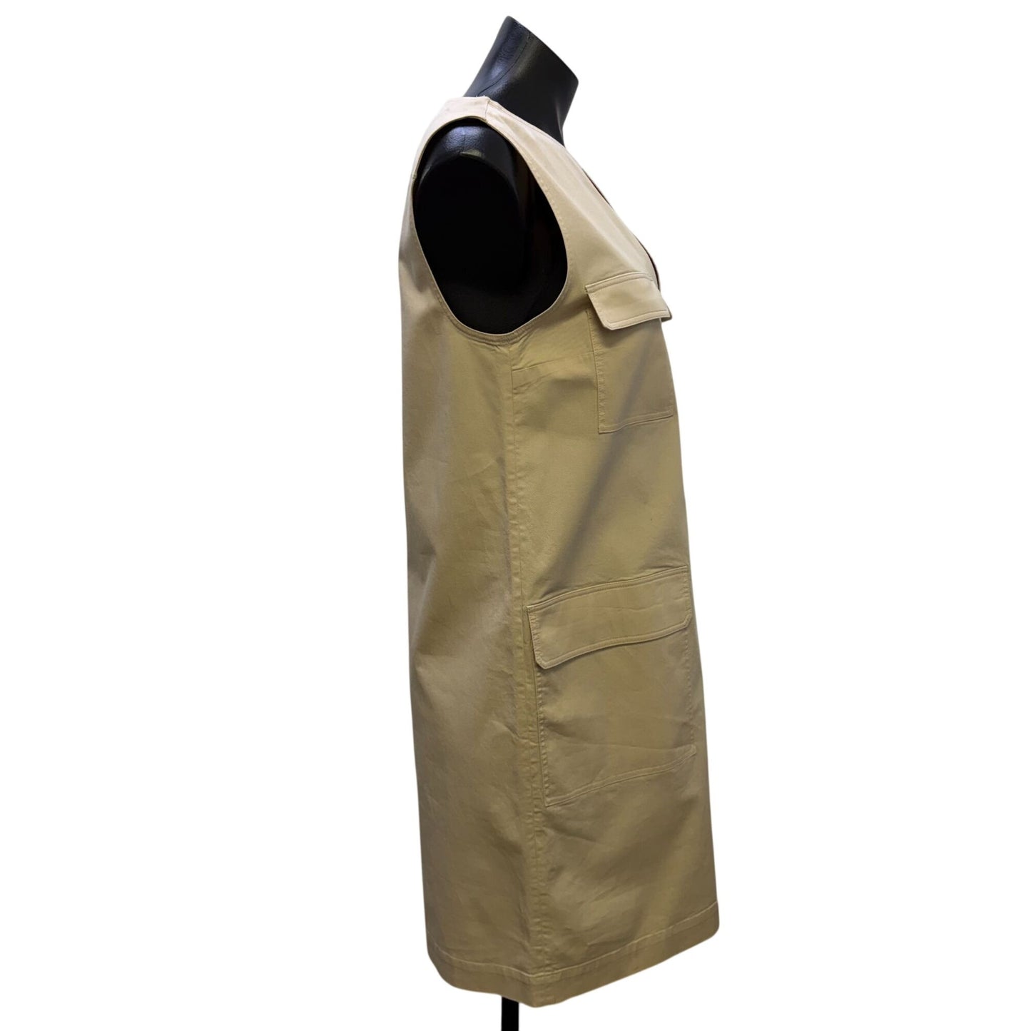Theory Cream Sleeveless Utilitarian Chino Dress With Pockets 6