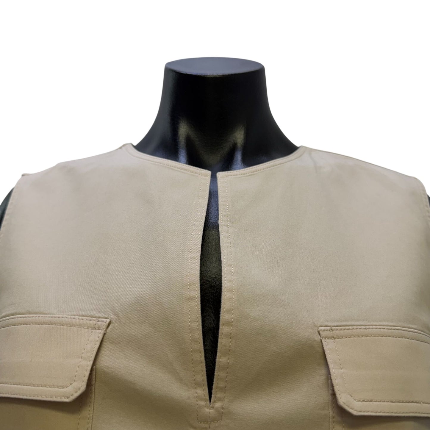 Theory Cream Sleeveless Utilitarian Chino Dress With Pockets 6