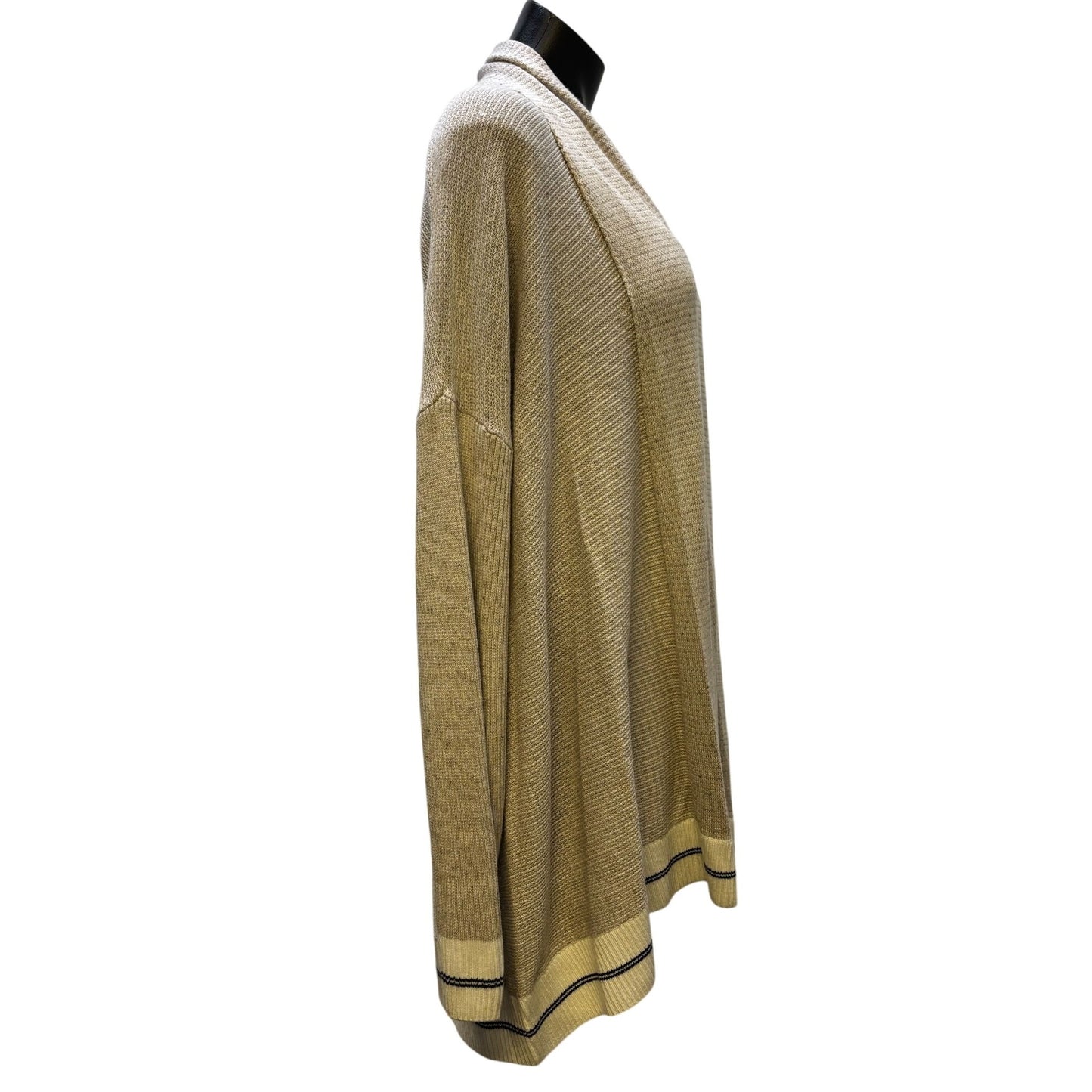 St John Sequined Accent Cardigan Tan With Black & Cream Trim L