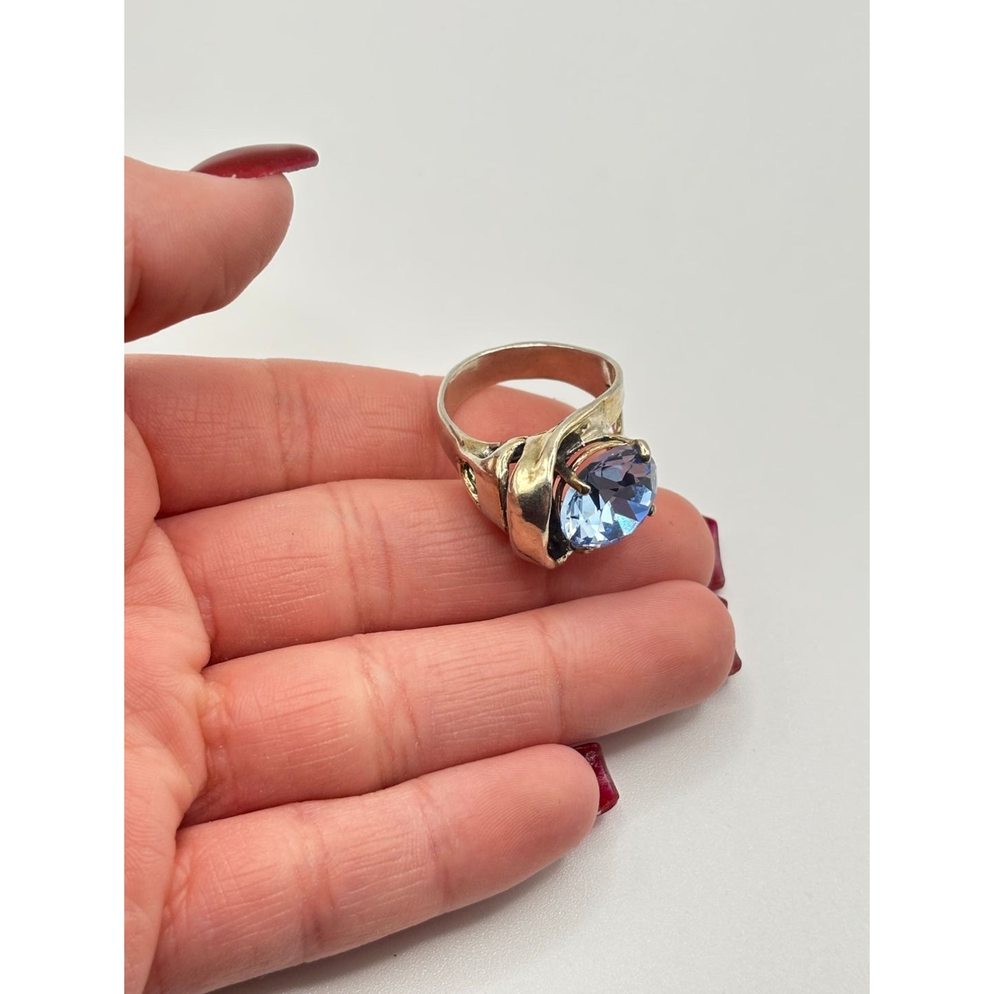 Noa Zuman Wrapped Ring 925 Sterling Silver With Blue Stone Size 8