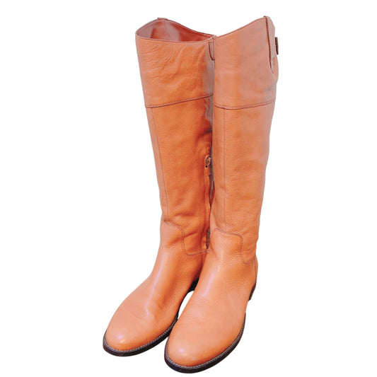 Ralph Lauren Jenessa Polo Tan Vachetta Milled Knee High Boots 8.5