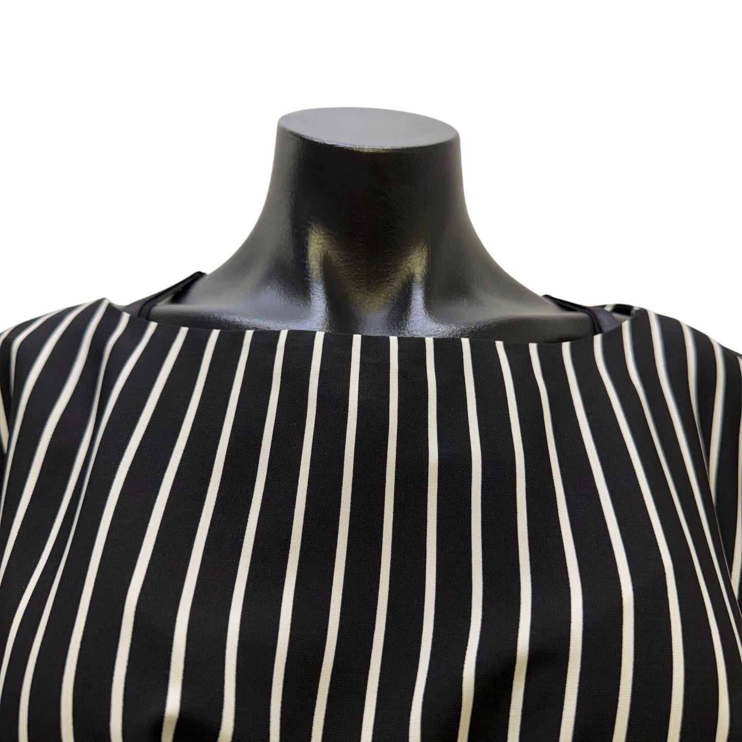 Frank Lyman Striped Black & White Blouse With Tie Waist & Long Sleeves Size 12
