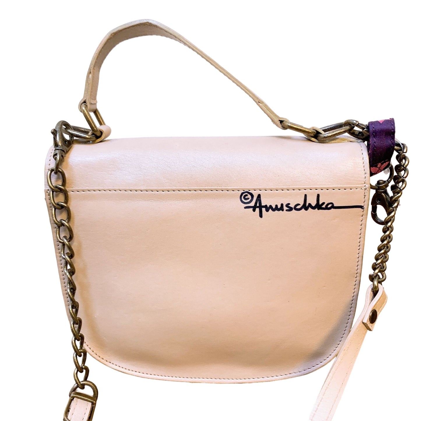 Anuschka Hand-Painted Leather Crossbody Bag With Floral & Butterfly Design