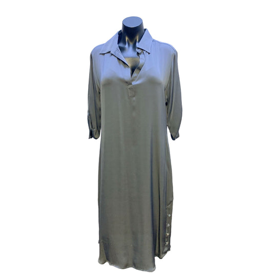 Nouvelle Palm Beach Womens Silk Button-Down Shirt Dress L