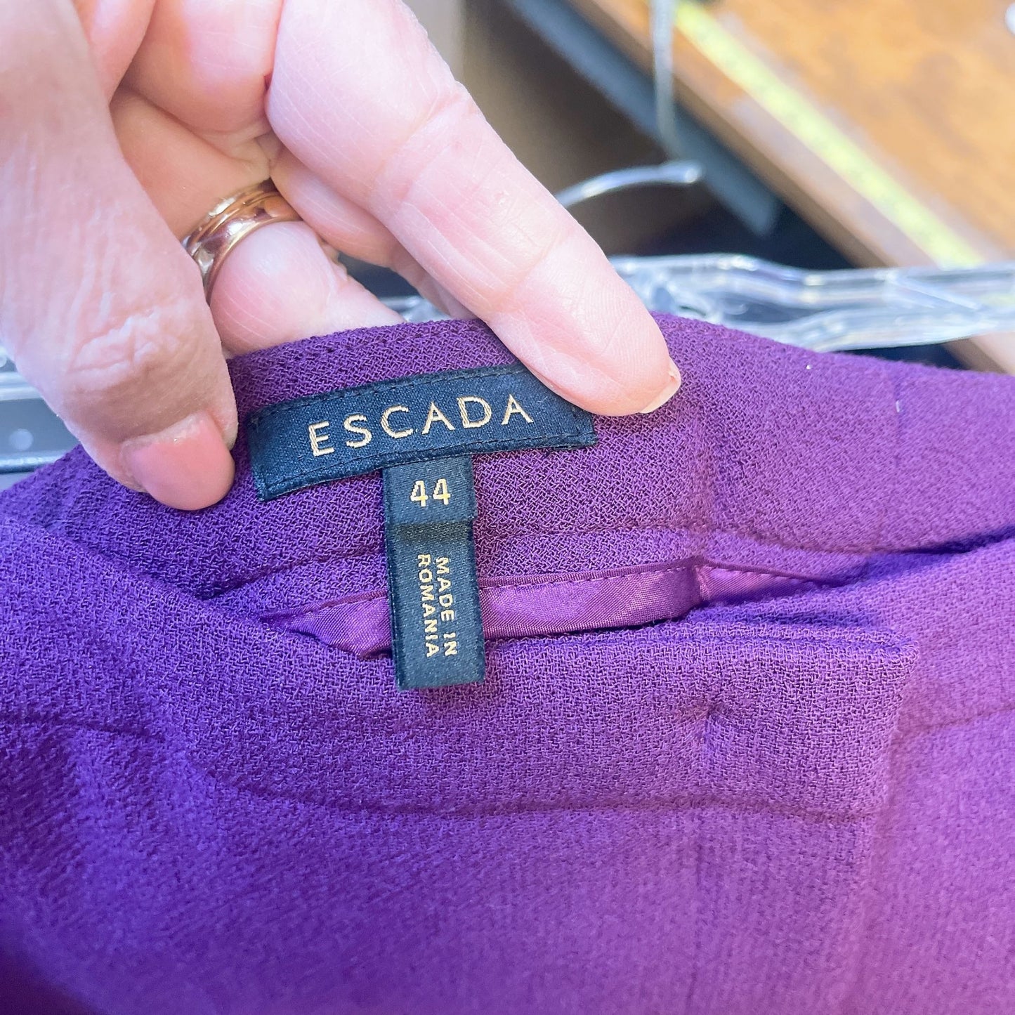 Escada Grape Front Zip Lined Trousers Size 8