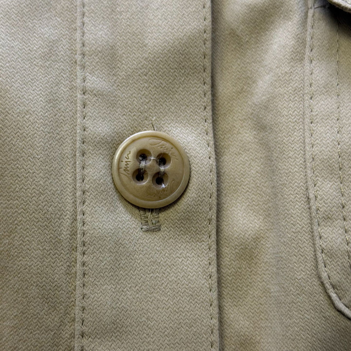 Trina Turk Button-Front Tan Dress With Mandarin Collar & Pockets 8