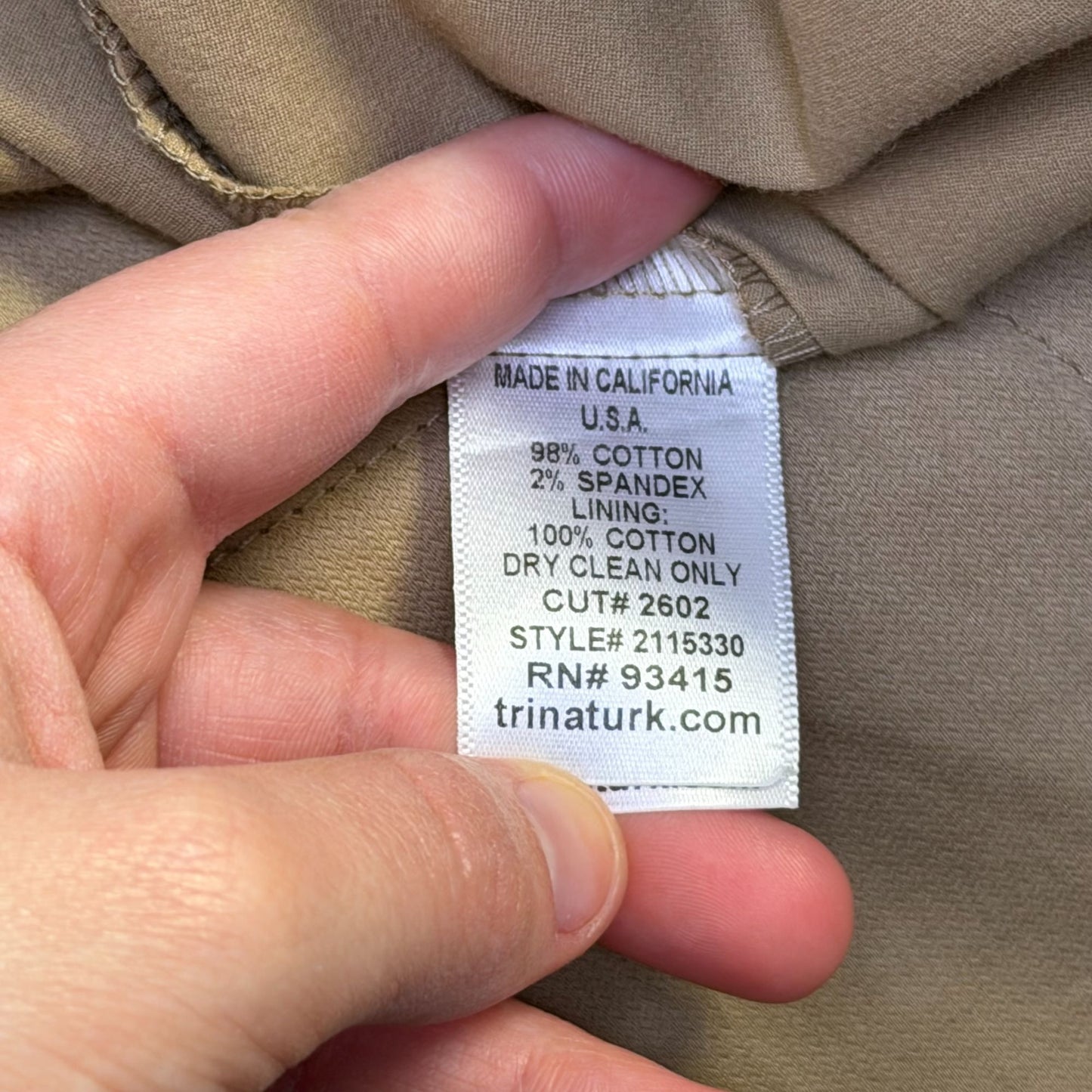 Trina Turk Button-Front Tan Dress With Mandarin Collar & Pockets 8