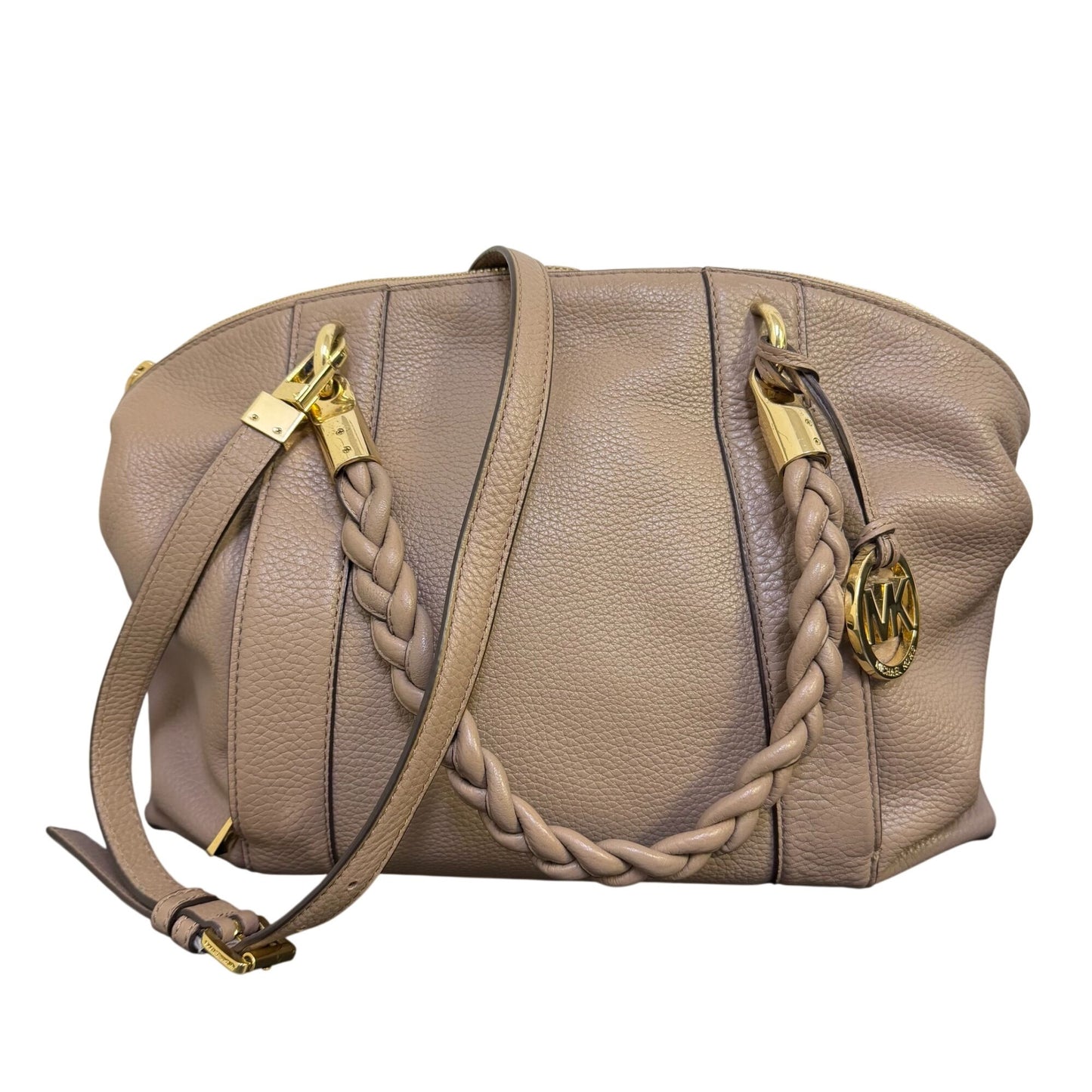 Michael Kors Naomi Taupe Pebbled Leather Satchel Purse