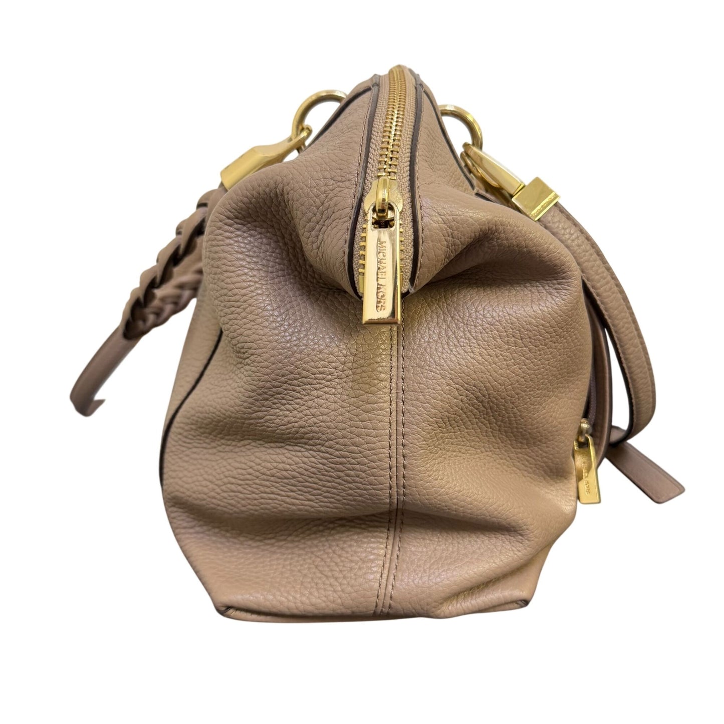 Michael Kors Naomi Taupe Pebbled Leather Satchel Purse