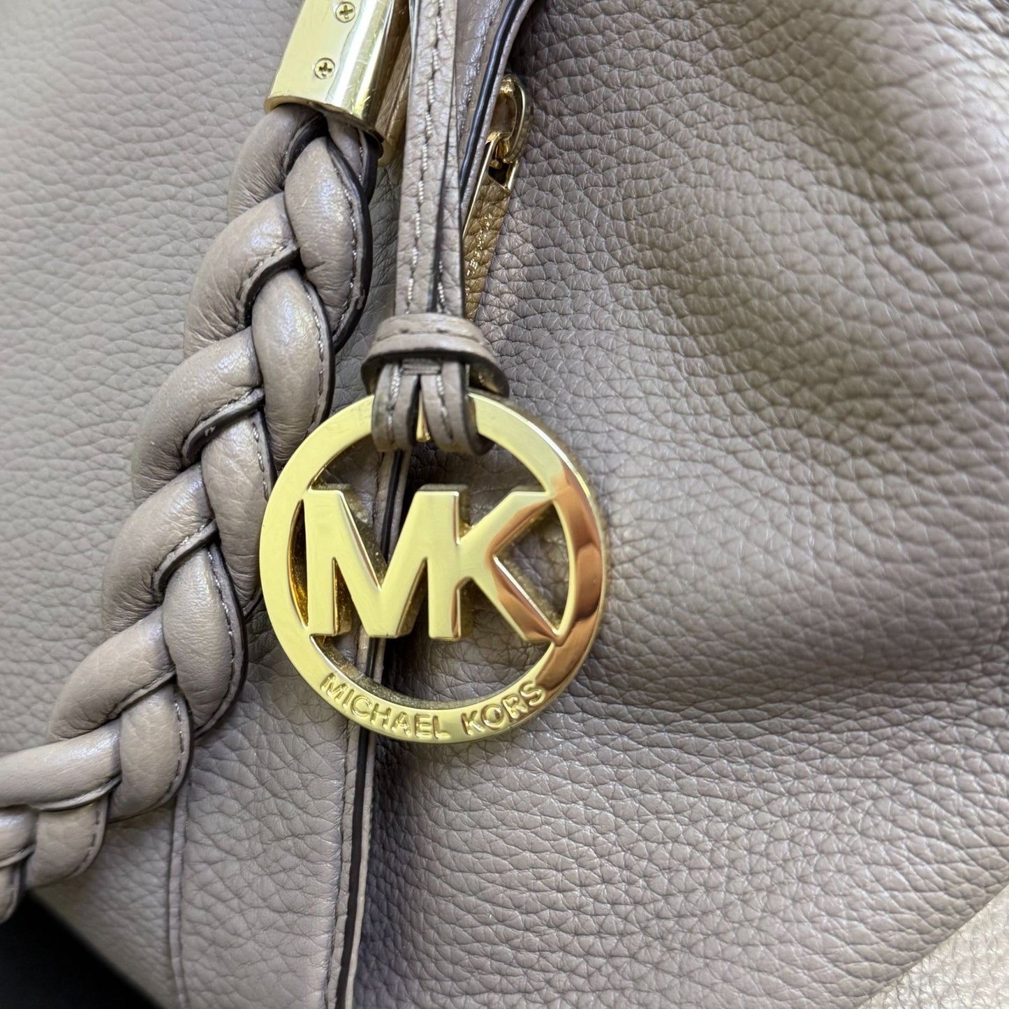 Michael Kors Naomi Taupe Pebbled Leather Satchel Purse