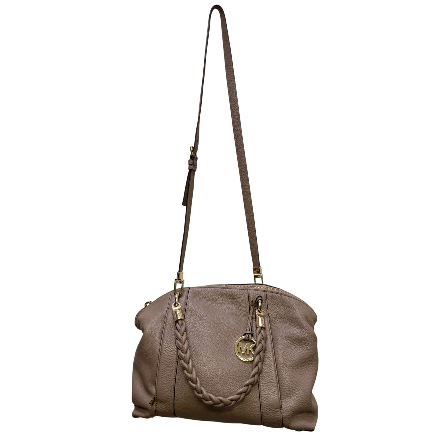 Michael Kors Naomi Taupe Pebbled Leather Satchel Purse