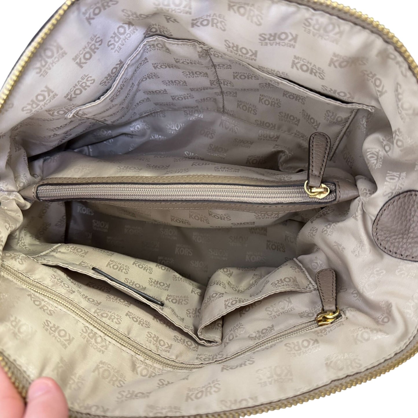 Michael Kors Naomi Taupe Pebbled Leather Satchel Purse