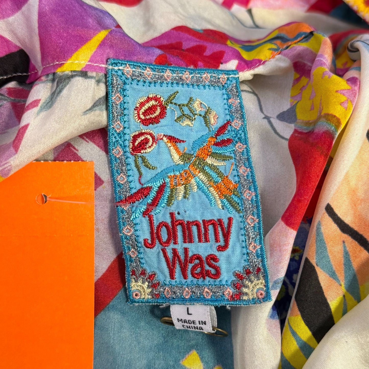 Johnny Was Multicolor Silk Blouse With Embroidered L