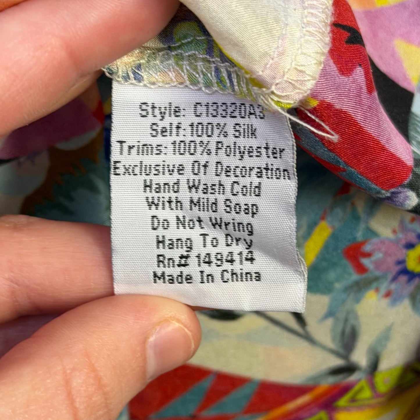 Johnny Was Multicolor Silk Blouse With Embroidered L