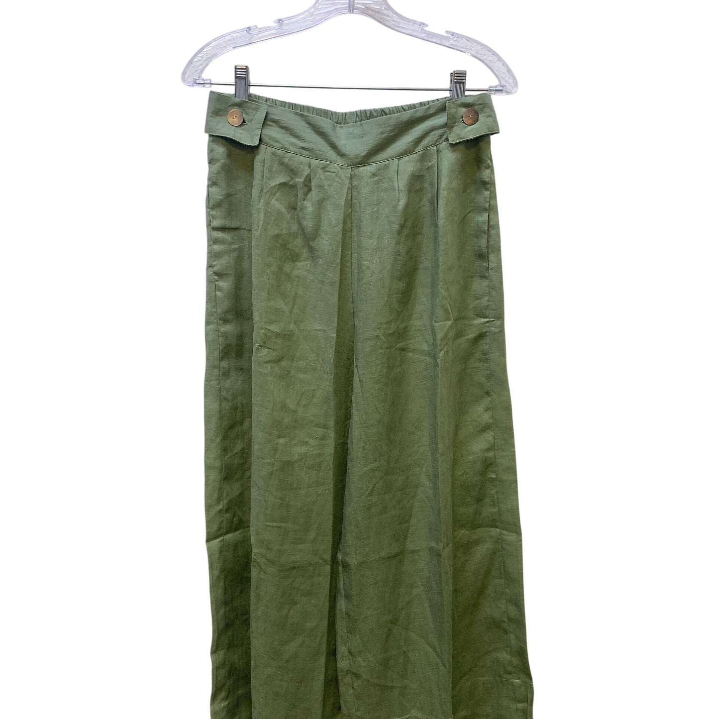 Free The Label Green Linen Crop Top & Wide-Leg Pants Set, Size Medium