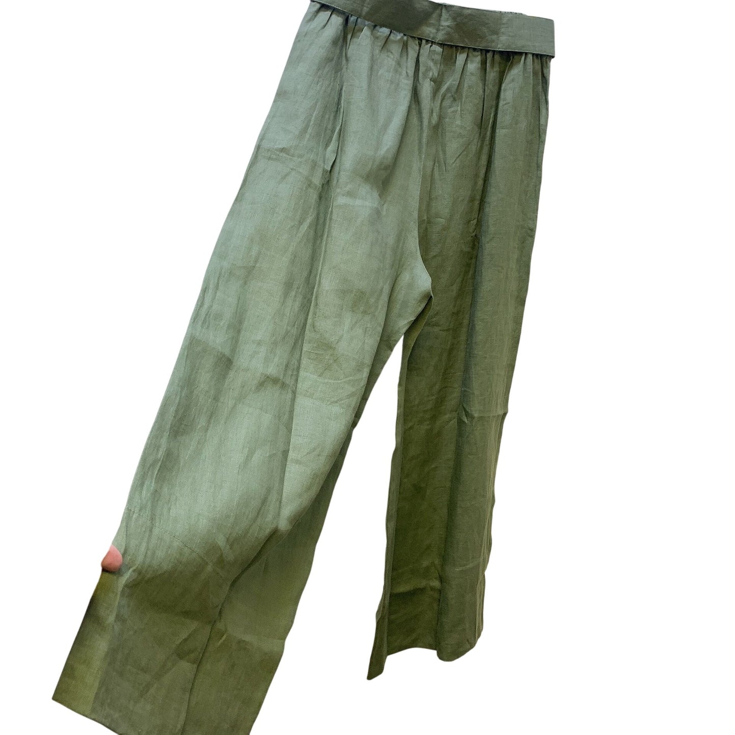 Free The Label Green Linen Crop Top & Wide-Leg Pants Set, Size Medium