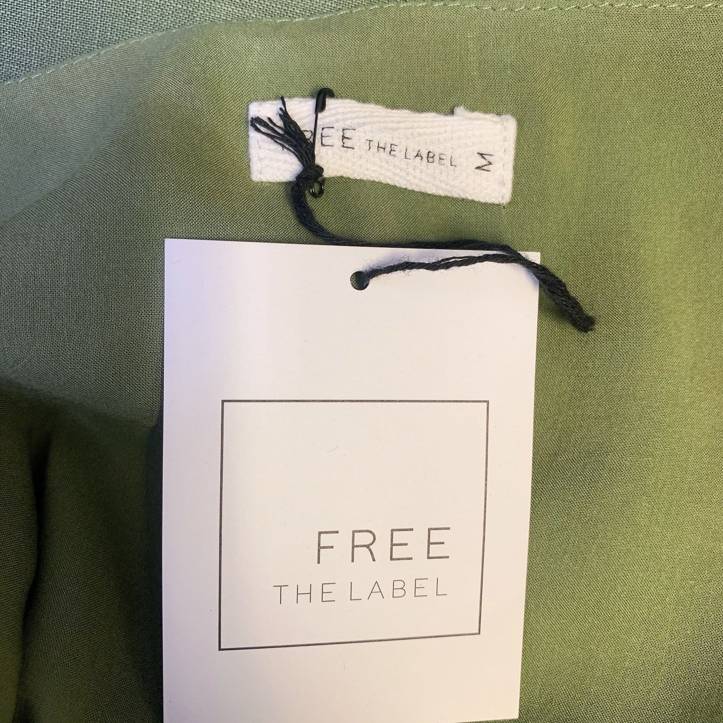 Free The Label Green Linen Crop Top & Wide-Leg Pants Set, Size Medium