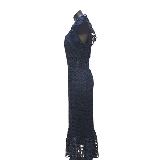 Elegant Navy Lace Midi Dress By Petal & Pup 10