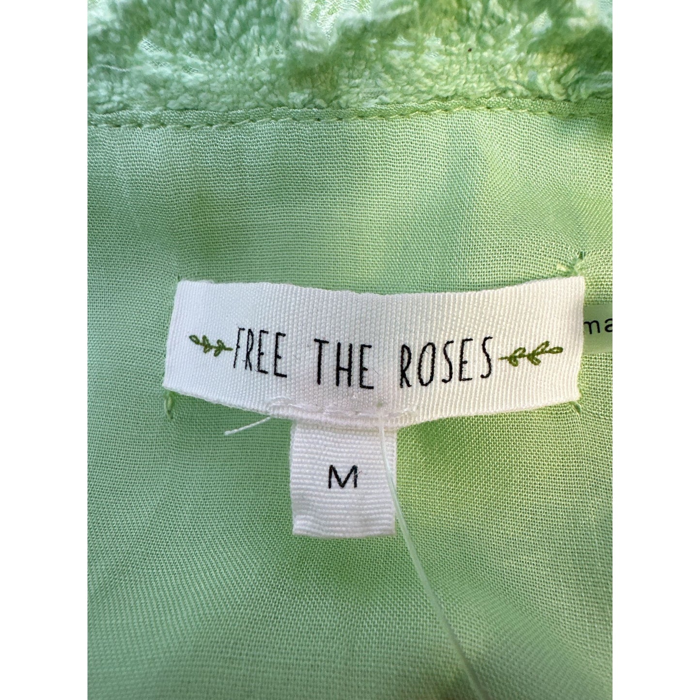 Free The Roses Green Maxi Dress w/Lace Trim Flutter Sleeves Size M