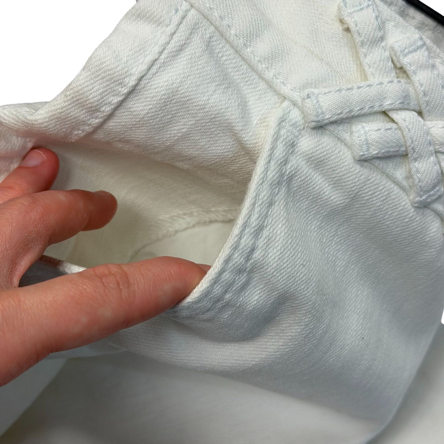 Tory Burch White Straight Leg Pants With Lattice Waist Detail Size 4/27