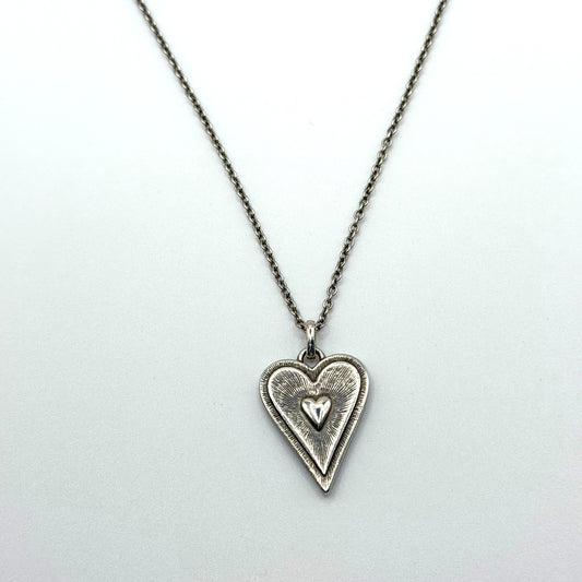 Brighton Dazzling Love Heart Necklace Black Crystal Reversible Silver Tone