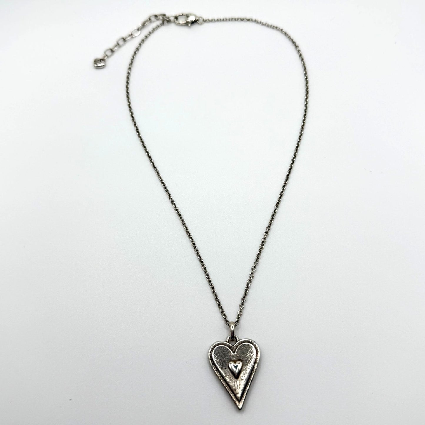 Brighton Dazzling Love Heart Necklace Black Crystal Reversible Silver Tone