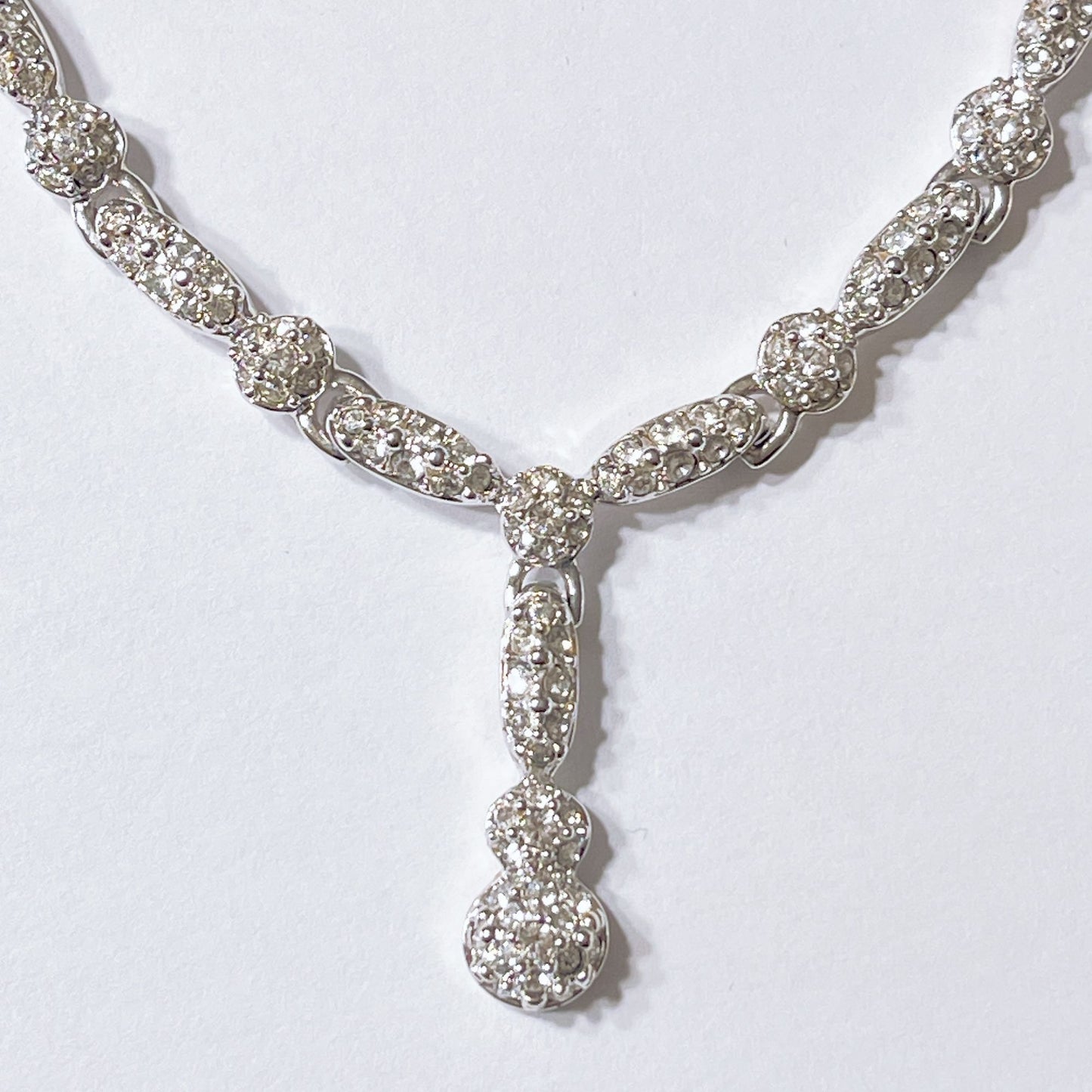 Swarovski Emma Y Silver Necklace Sparkling Rhinestone Accents & Drop Pendant