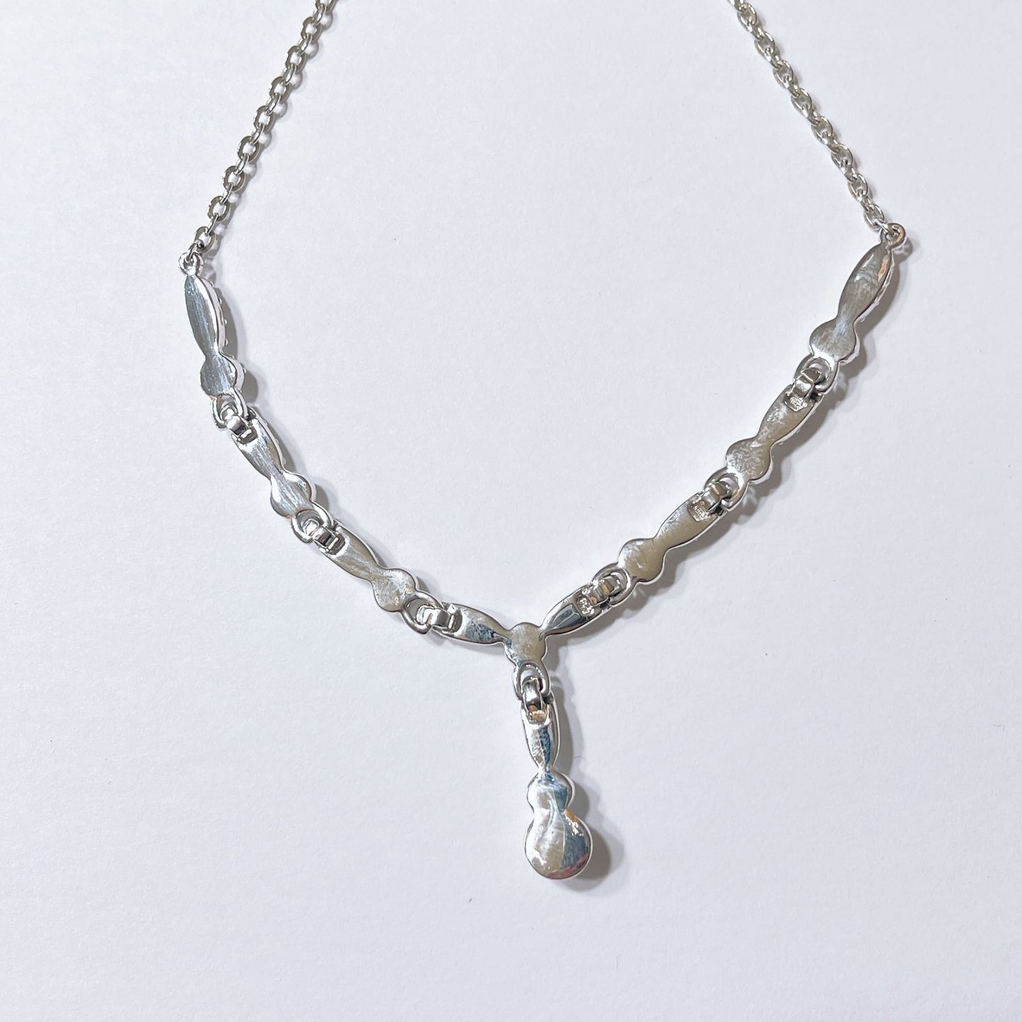 Swarovski Emma Y Silver Necklace Sparkling Rhinestone Accents & Drop Pendant