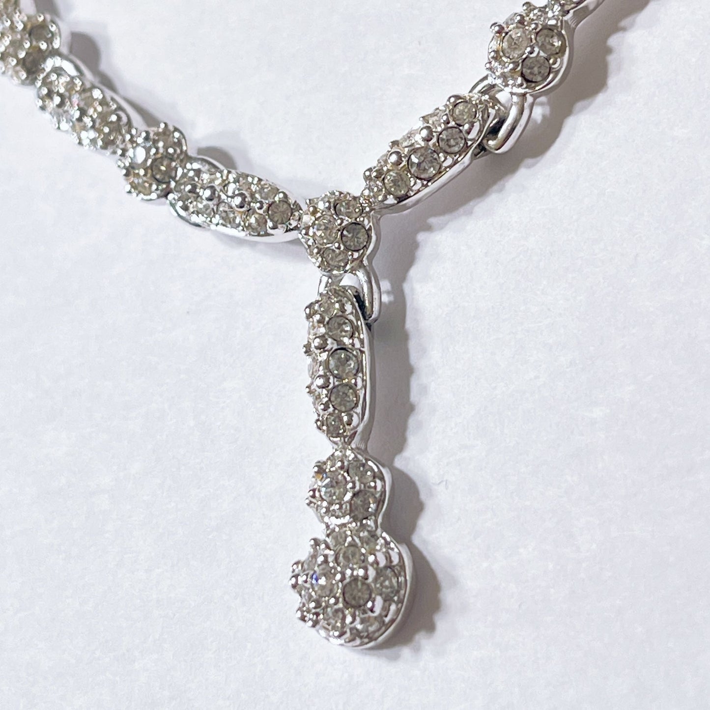 Swarovski Emma Y Silver Necklace Sparkling Rhinestone Accents & Drop Pendant