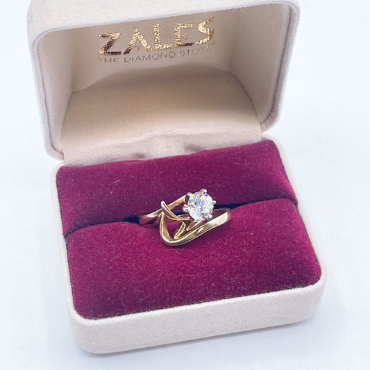 14 KT Gold Round CZ Solitaire Wedding Set Engagement Ring 90's size 7