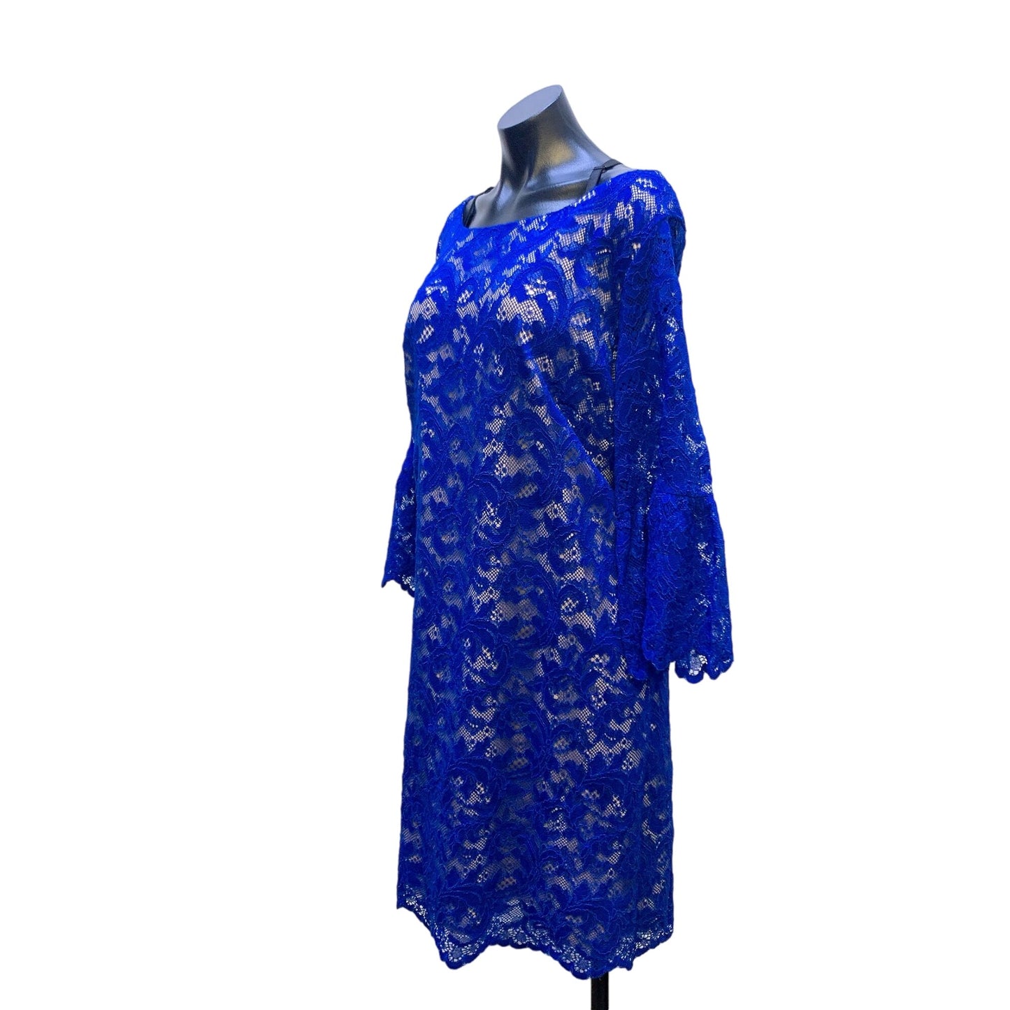 NWT Eliza J Womens Plus Size 20W Blue Lace Bell Sleeve Dress