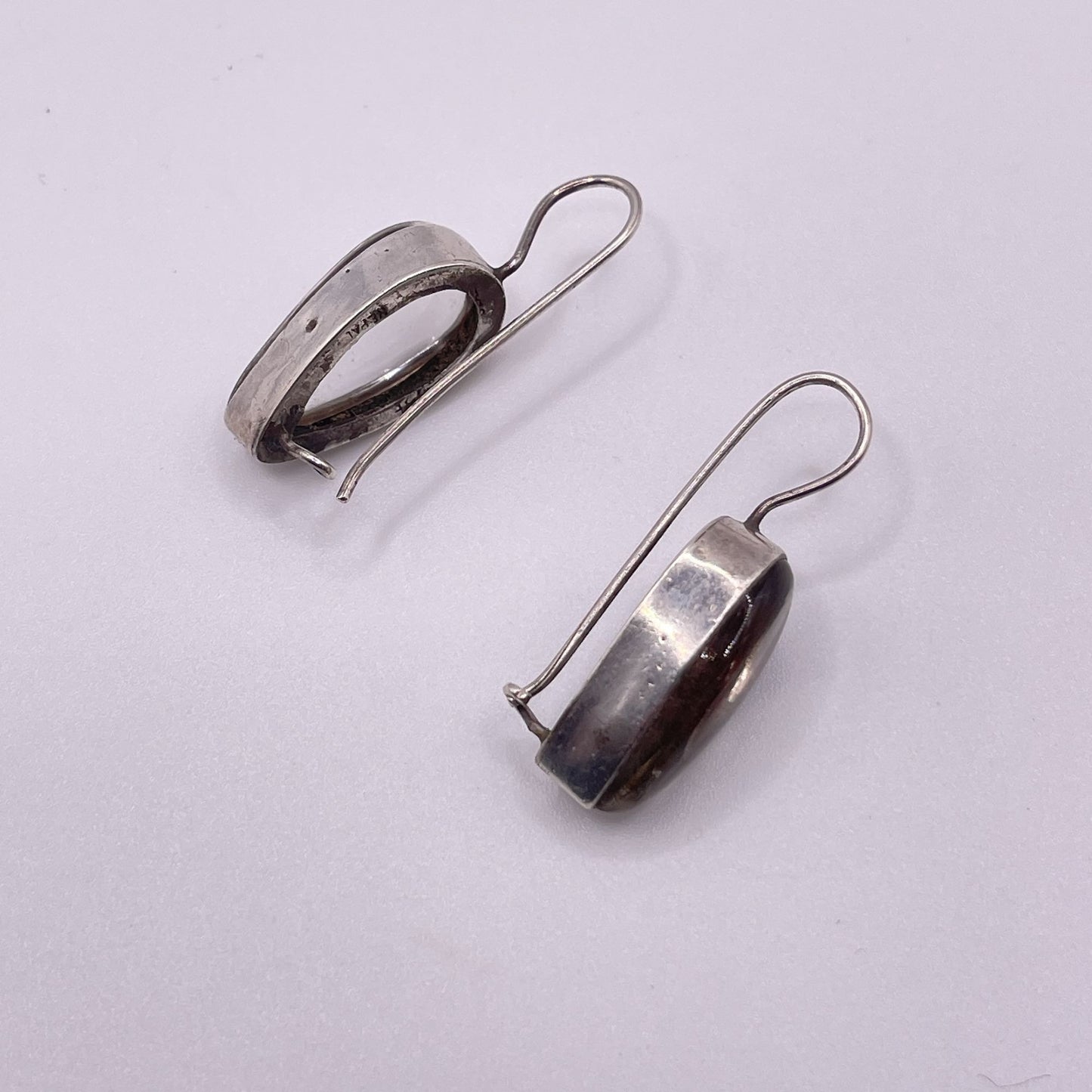 Vintage 925 Sterling Silver Clear Quartz Dangle Earrings