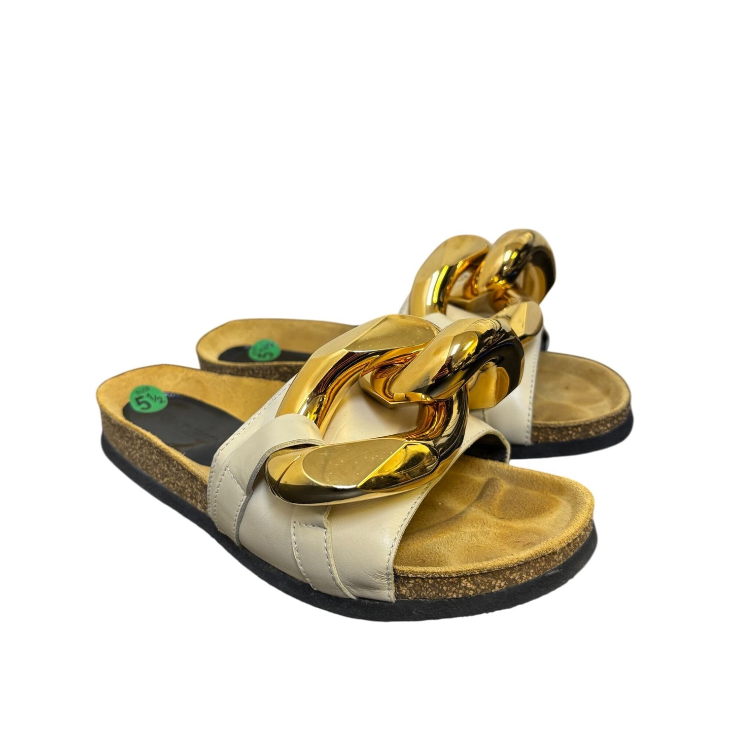 JW Anderson Cream & Gold Chain Slides 5.5