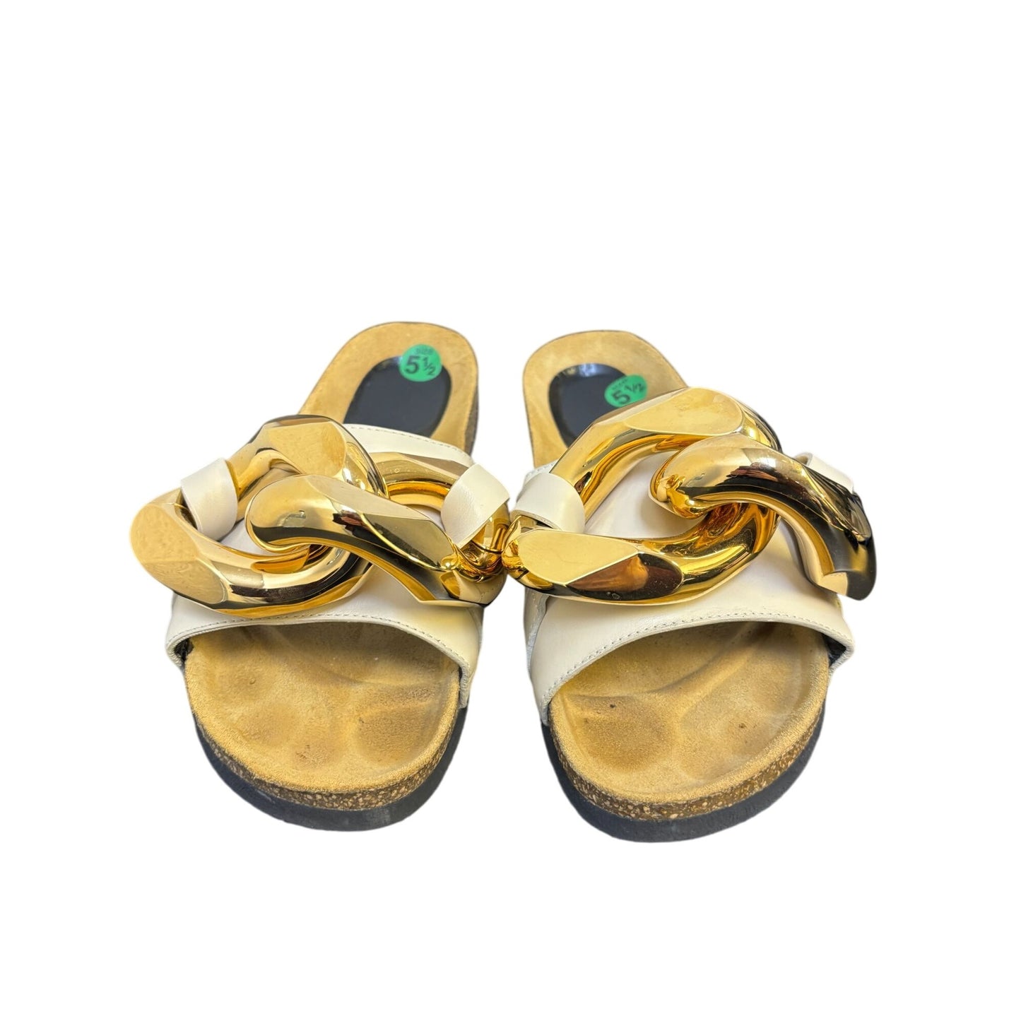JW Anderson Cream & Gold Chain Slides 5.5