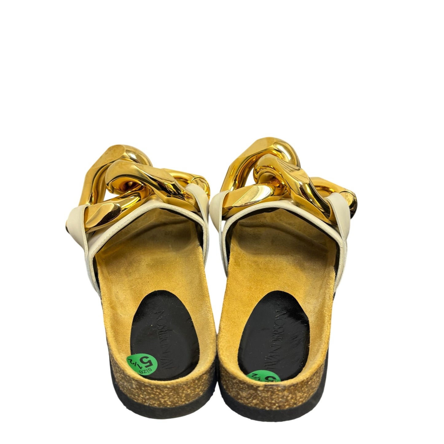 JW Anderson Cream & Gold Chain Slides 5.5