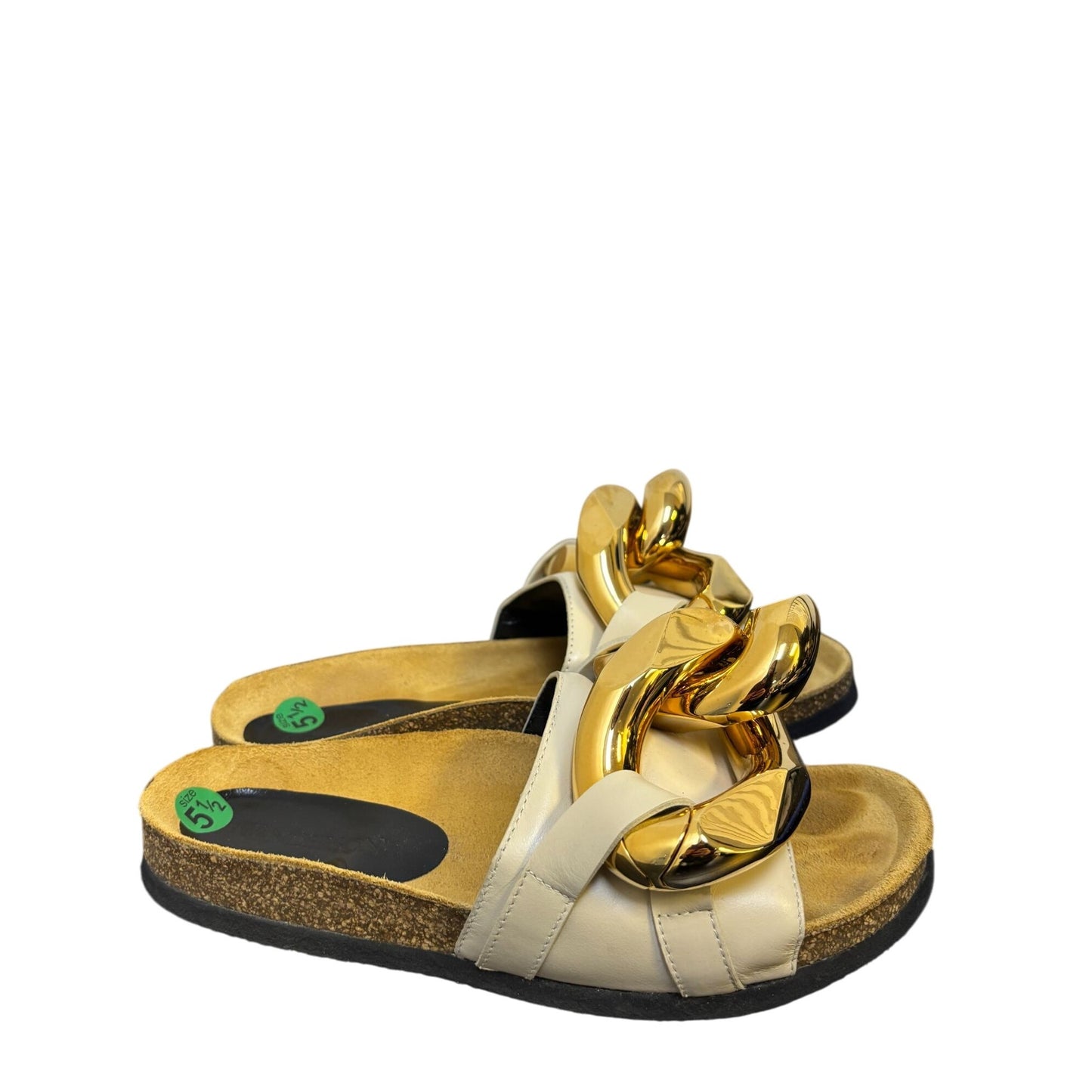 JW Anderson Cream & Gold Chain Slides 5.5