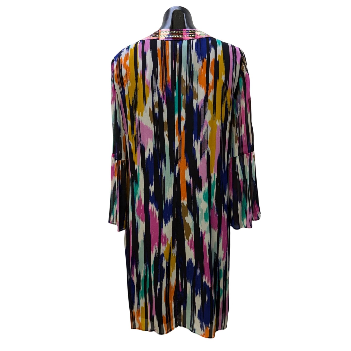 Trina Turk Multicolor Printed Dress With Bell Sleeves Size M