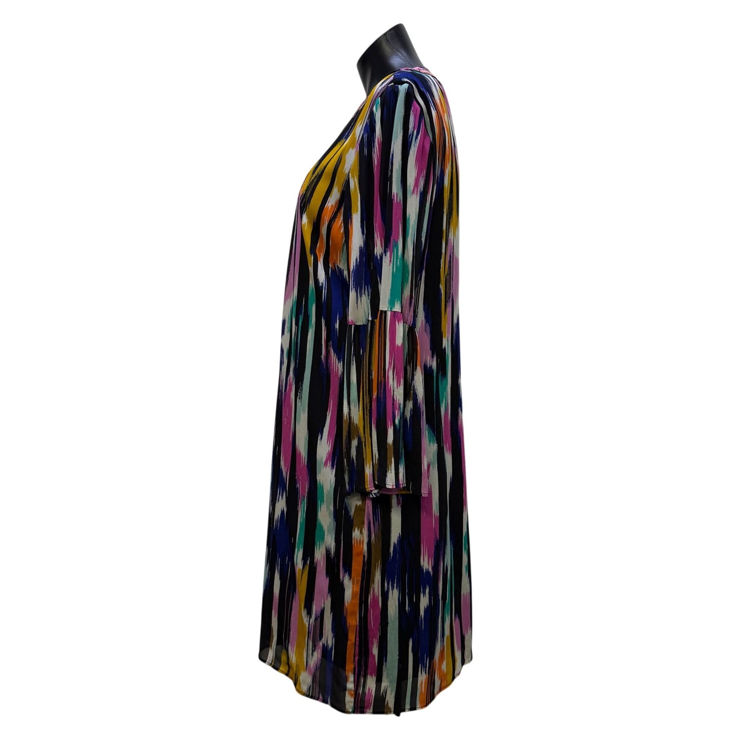 Trina Turk Multicolor Printed Dress With Bell Sleeves Size M