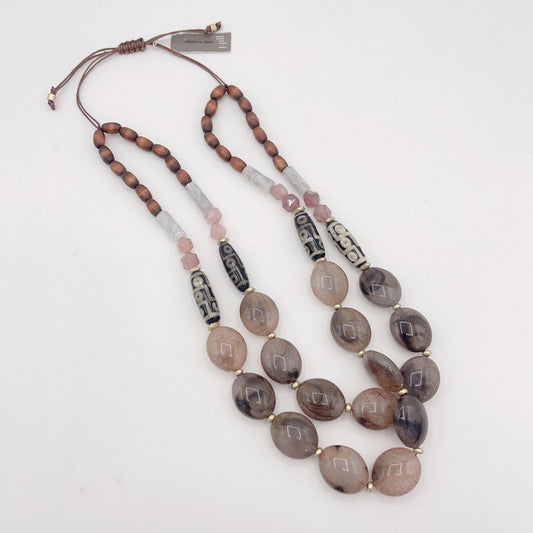 J Jill Semi-Precious Levander Wooden Stones Necklace Medium