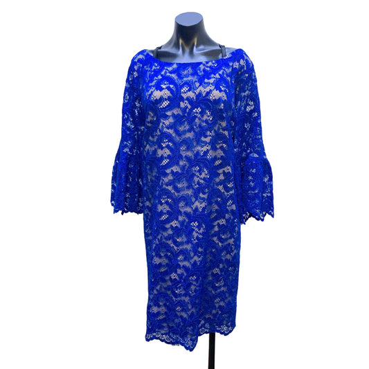 NWT Eliza J Womens Plus Size 20W Blue Lace Bell Sleeve Dress