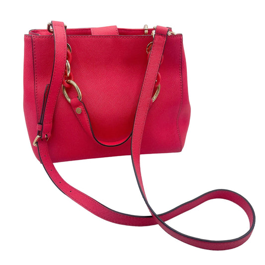 Michael Kors Red Cynthia North South Saffiano Leather Satchel Handbag Size Small