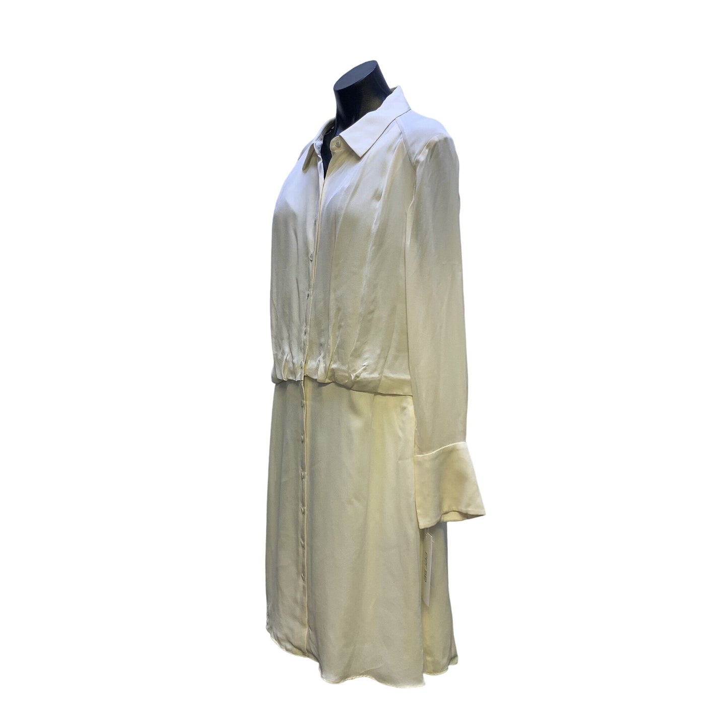 Per Se Women's Porcelain Button-Up Long Sleeve Shirt Silk Dress Size 14