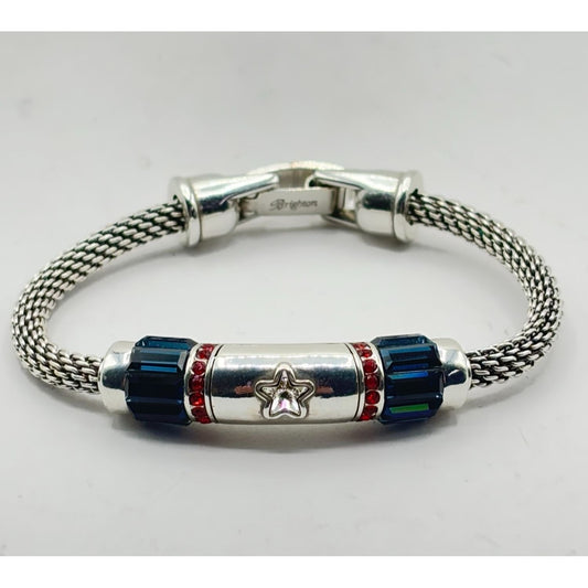 Brighton Star Accent Silver & Blue Mesh Bracelet
