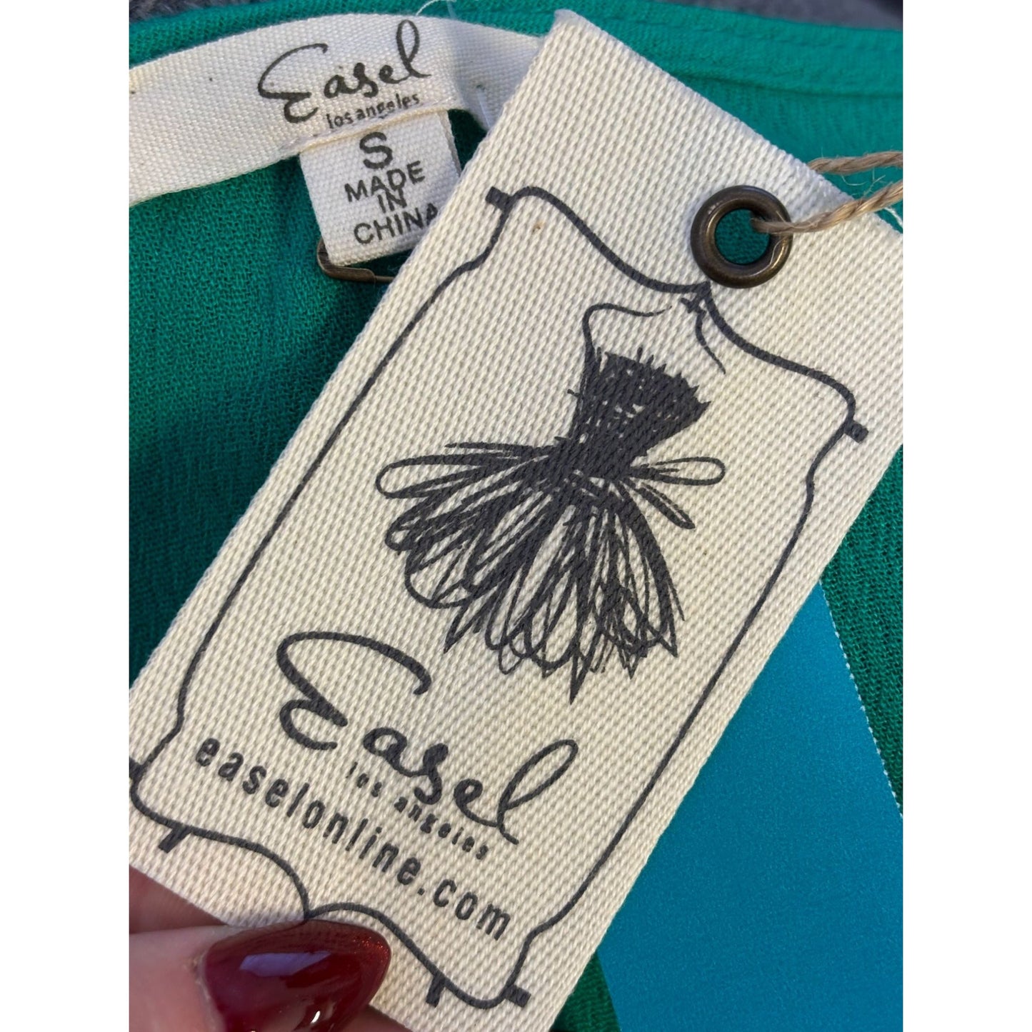 NWT Easel Embroidered Blouse Green Small - Bohemian Style